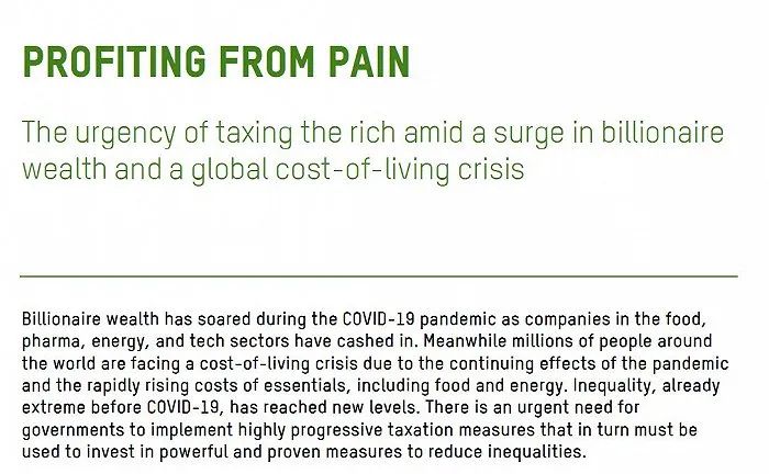 6. 新冠疫情催生573名新亿万富豪，食品制药成富豪孵化地每当被称为“富人聚会”的达沃斯开幕时，乐施会都会发布全球不平等报告