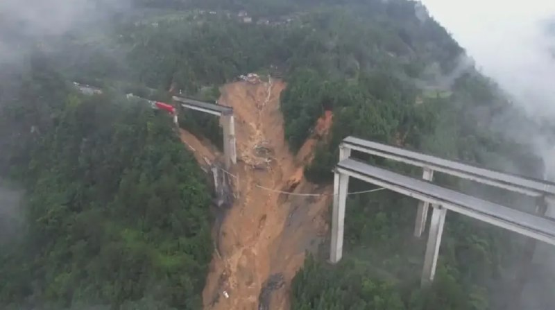 » 2、贵州高速高架桥被滑坡冲垮6月23日以来，贵州省南部、东南部出现强降雨天气过程，黔南州三都县境内厦蓉高速猴子河特大桥因持续强降雨诱发山体滑坡导致引桥发生垮塌，黔东南州榕江县城、从江县城河段出现超保证水位洪水