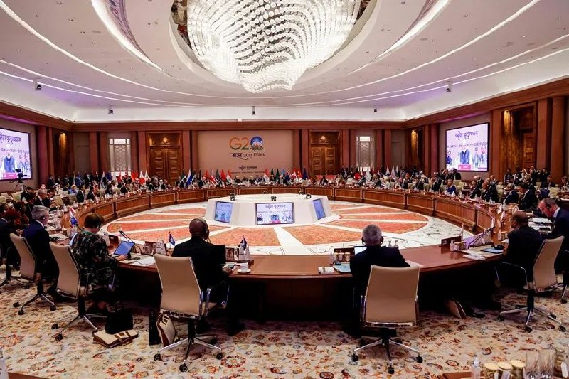 » 10、G20峰会宣言就涉俄乌措辞达成妥协在本次峰会上，G20成员国就发表一份共同宣言达成一致，成功通过了《二十国集团领导人新德里峰会宣言》